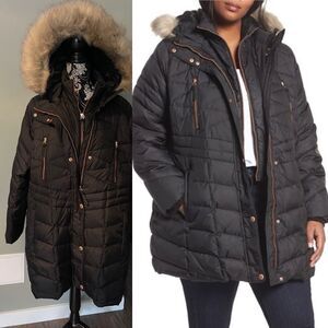 Women's Andrew Marc Marley Down Coat with Detachable Faux Fur, Size 1X